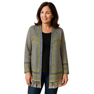 Zozo Waterfall Patterned  Open Front  Cardigan Sz Large